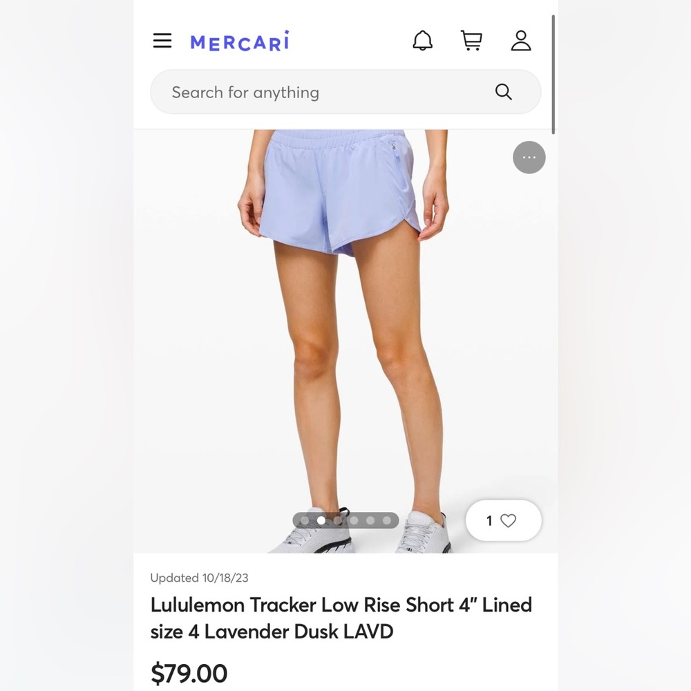 Lululemon tracker 4” short, size 4, color lavender dusk, in excellent condition